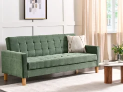Divano letto 3 posti VEHKOO Tessuto Verde scuro