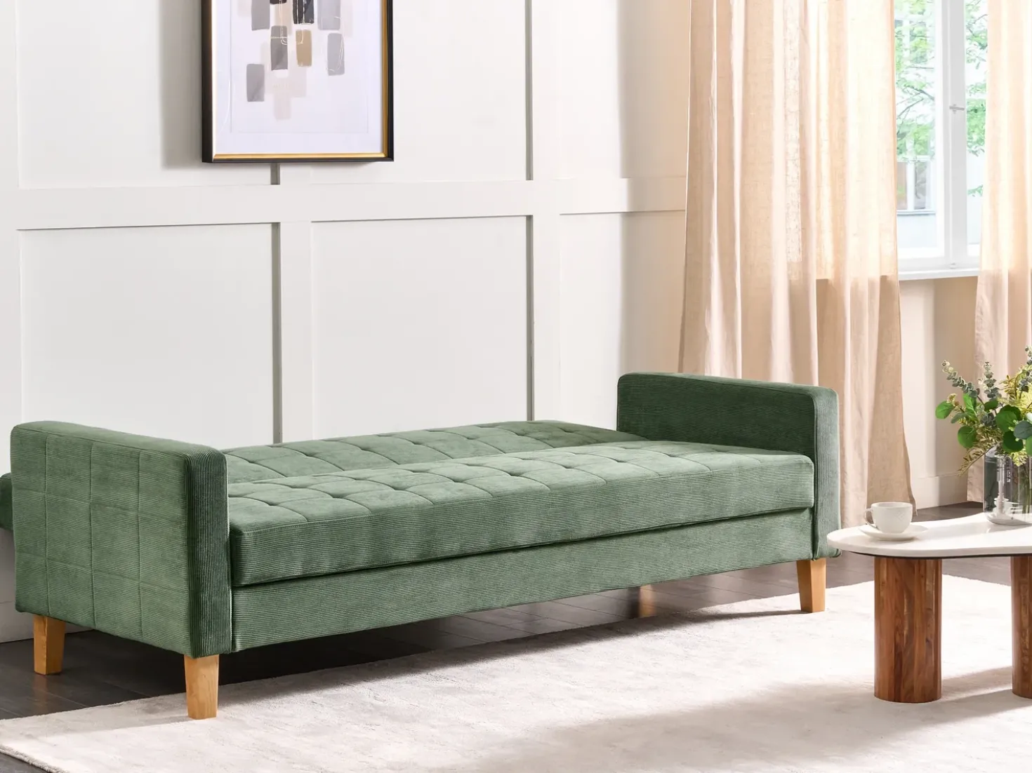 Divano letto 3 posti VEHKOO Tessuto Verde scuro