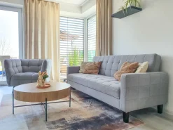 Divano letto 3 posti VEHKOO Tessuto Grigio chiaro