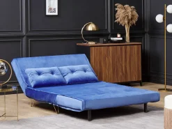 Divano letto 2 posti VESTFOLD Velluto Blu marino