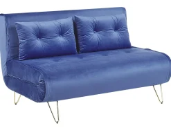 Divano letto 2 posti VESTFOLD Velluto Blu marino
