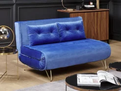 Divano letto 2 posti VESTFOLD Velluto Blu marino