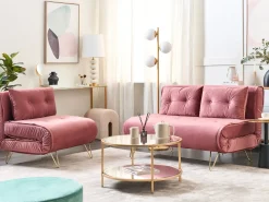 Divano letto 2 posti VESTFOLD Velluto Rosa