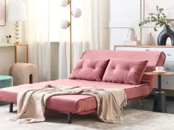 Divano letto 2 posti VESTFOLD Velluto Rosa
