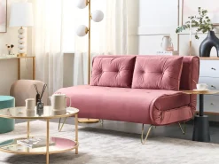 Divano letto 2 posti VESTFOLD Velluto Rosa