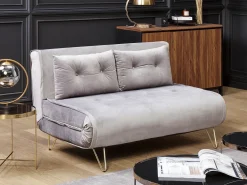Divano letto 2 posti VESTFOLD Velluto Grigio