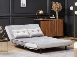 Divano letto 2 posti VESTFOLD Velluto Grigio