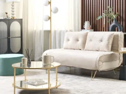 Divano letto 2 posti VESTFOLD Velluto Beige