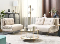 Divano letto 2 posti VESTFOLD Velluto Beige