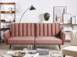 Divano letto 3 posti VIMMERBY Velluto Rosa