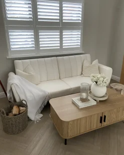 Divano letto 3 posti VIMMERBY Tessuto Beige chiaro