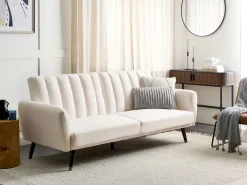 Divano letto 3 posti VIMMERBY Tessuto Beige chiaro