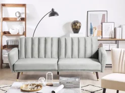 Divano letto 3 posti VIMMERBY Velluto Grigio chiaro