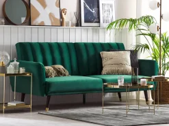 Divano letto 3 posti VIMMERBY Velluto Verde smeraldo