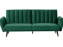 Divano letto 3 posti VIMMERBY Velluto Verde smeraldo