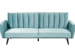 Divano letto 3 posti VIMMERBY Velluto Azzurro