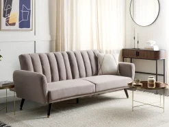 Divano letto 3 posti VIMMERBY Tessuto Marrone chiaro