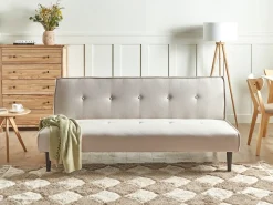 Divano letto 3 posti VISBY Tessuto Beige chiaro