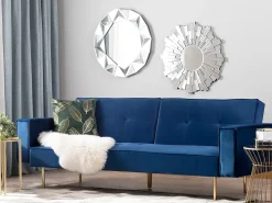 Divano letto 3 posti VISNES Velluto Blu marino