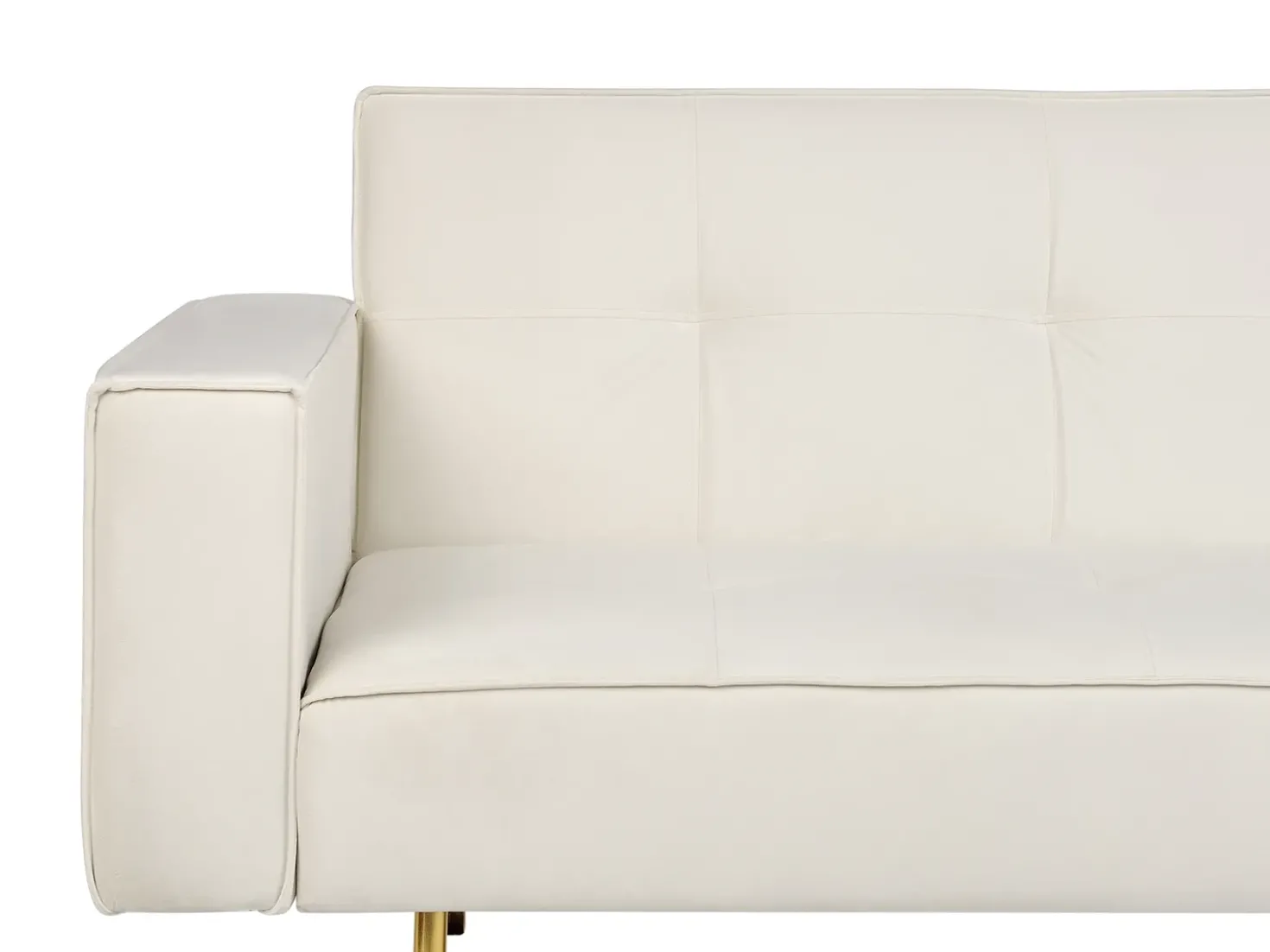 Divano letto 3 posti VISNES Velluto Bianco sporco