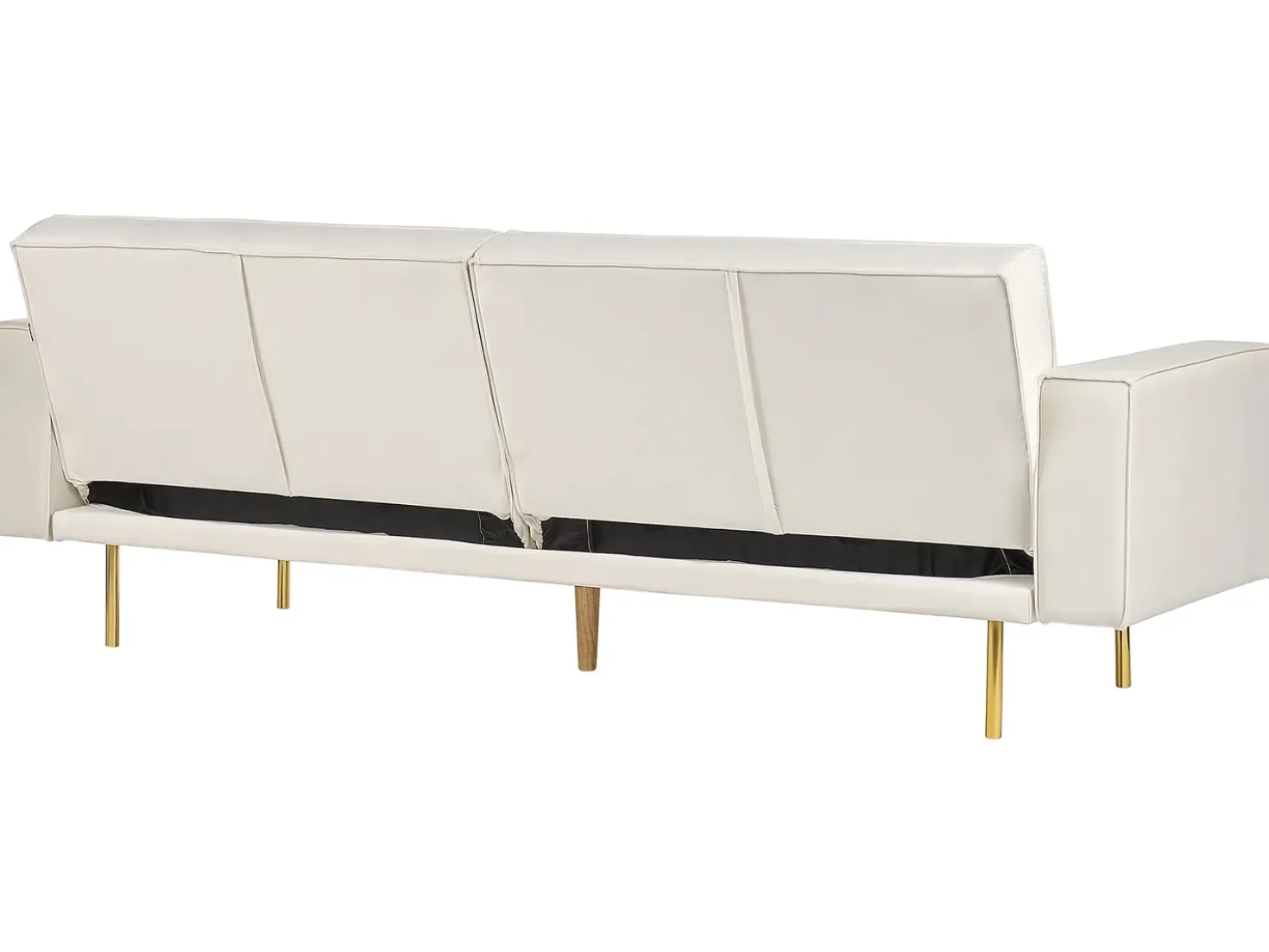 Divano letto 3 posti VISNES Velluto Bianco sporco