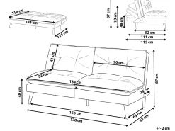 Divano letto 3 posti YILA Tessuto Grigio