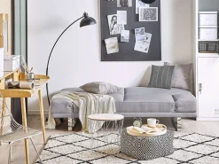 Divano letto 2 posti YORK Tessuto Grigio chiaro