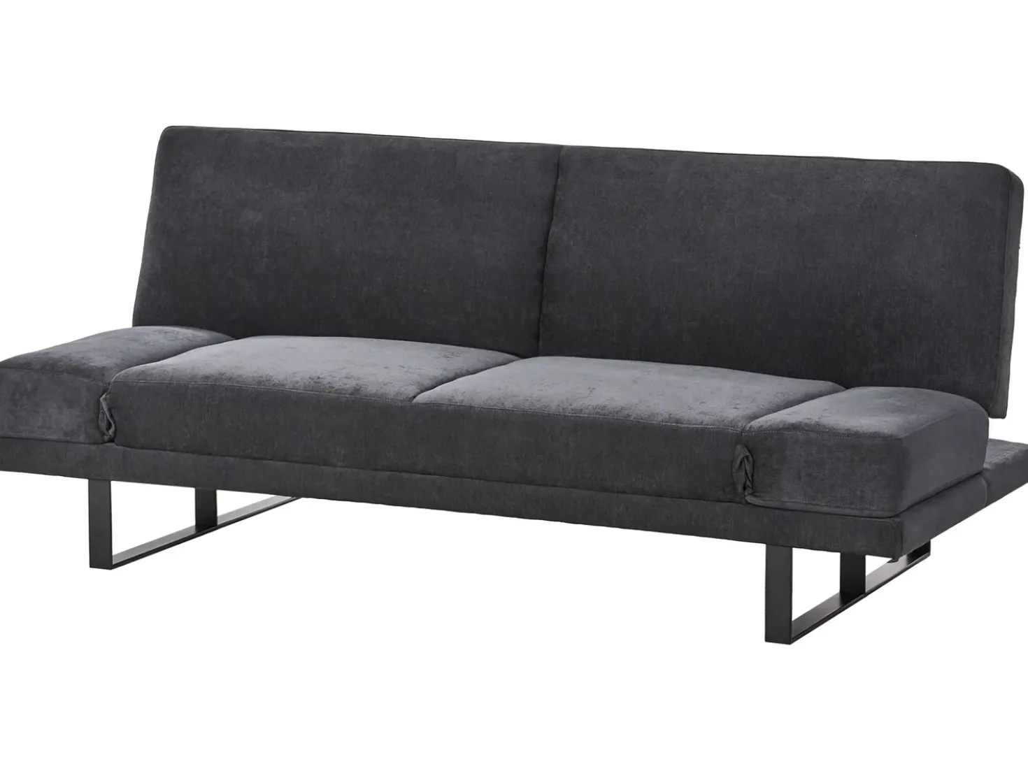 Divano letto 2 posti YORK Ciniglia Nero