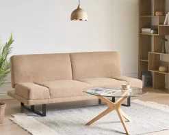 Divano letto 2 posti YORK Bouclé Beige sabbia