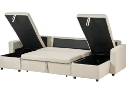 Divano letto a U 5 posti SOMMEN Tessuto Beige chiaro con contenitore