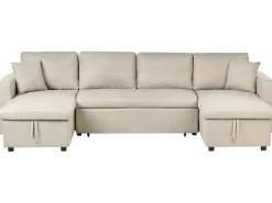Divano letto a U 5 posti SOMMEN Tessuto Beige chiaro con contenitore