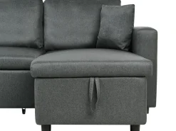 Divano letto a U 5 posti SOMMEN Tessuto Grigio scuro con contenitore