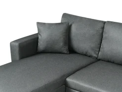 Divano letto a U 5 posti SOMMEN Tessuto Grigio scuro con contenitore