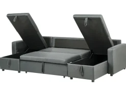 Divano letto a U 5 posti SOMMEN Tessuto Grigio scuro con contenitore