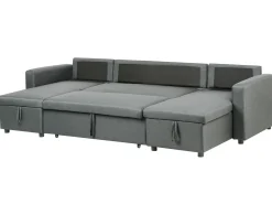 Divano letto a U 5 posti SOMMEN Tessuto Grigio scuro con contenitore