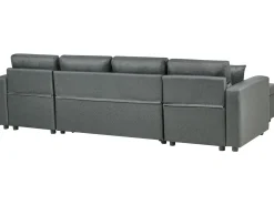 Divano letto a U 5 posti SOMMEN Tessuto Grigio scuro con contenitore