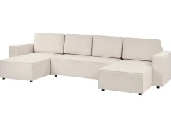 Divano letto a U 4 posti VATNE Tessuto Beige chiaro con contenitore