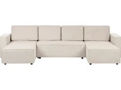 Divano letto a U 4 posti VATNE Tessuto Beige chiaro con contenitore
