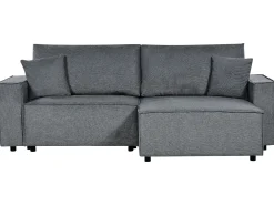 Divano letto angolare 3 posti KARILA Tessuto Grigio scuro con contenitore Lato Sinistro