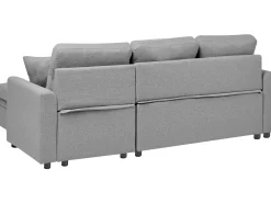 Divano letto angolare 3 posti NASSJO Lino sintetico Grigio Lato Sinistro