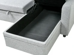 Divano letto angolare 3 posti NASSJO Lino sintetico Grigio Lato Sinistro