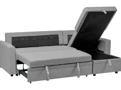 Divano letto angolare 3 posti NASSJO Lino sintetico Grigio Lato Sinistro