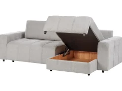 Divano letto angolare 3 posti INNVIK Tessuto Grigio chiaro con contenitore Lato Sinistro