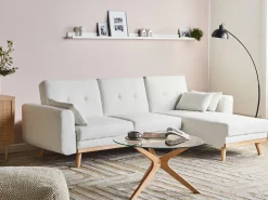 Divano letto angolare 3 posti KAARINA Tessuto Bianco Lato Sinistro
