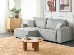 Divano letto angolare 3 posti KARILA Tessuto Grigio con contenitore Lato destro