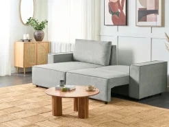 Divano letto angolare 3 posti KARILA Tessuto Grigio con contenitore Lato destro
