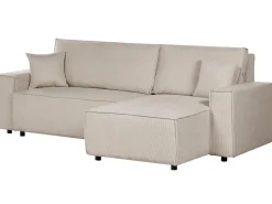 Divano letto angolare 3 posti ABACKA Velluto a coste Beige Lato Sinistro