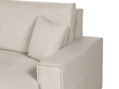 Divano letto angolare 3 posti ABACKA Velluto a coste Beige Lato Sinistro
