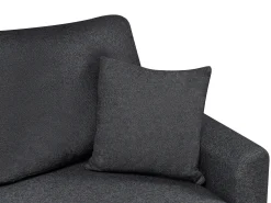 Divano letto angolare 3 posti NASSJO Lino sintetico Nero Lato Sinistro