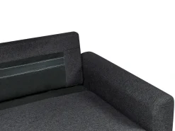 Divano letto angolare 3 posti NASSJO Lino sintetico Nero Lato Sinistro